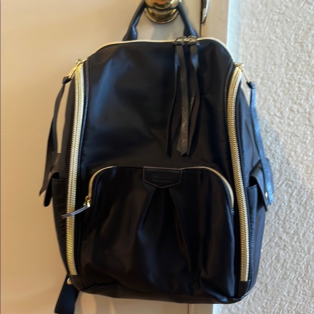 Aimee Kestenberg Black Backpack with Gold Accents
